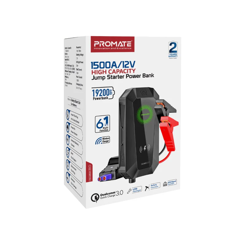 PROMATE HexaBolt-20 1500A/12V High Capacity Jump Starter Power Bank with 19200mAh