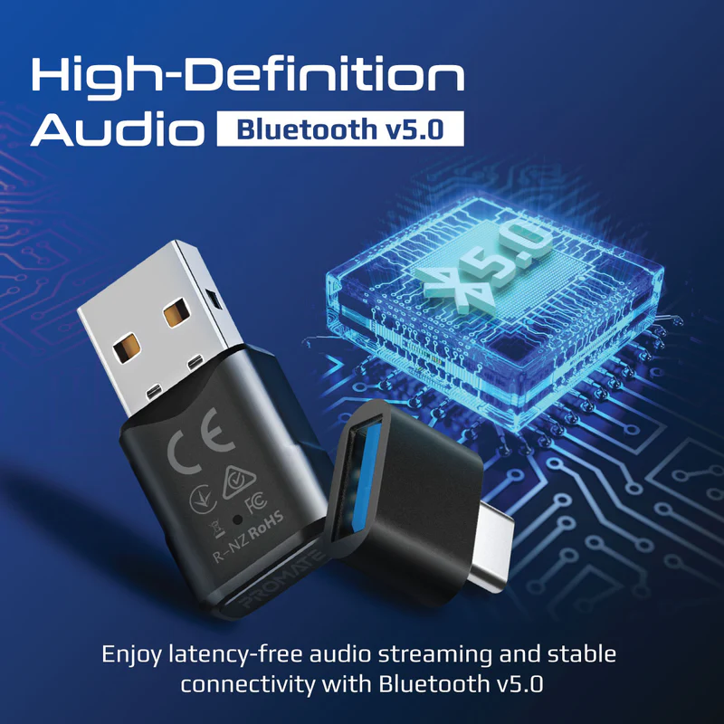 PROMATE BlueLink MultiPoint Pairing Bluetooth v5.0 Audio Adapter