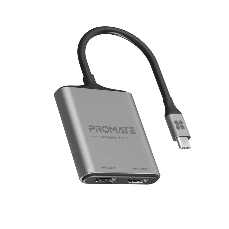 PROMATE MediaLink-H2 4K 60Hz High Definition USB-C to Dual HDMI Adapter