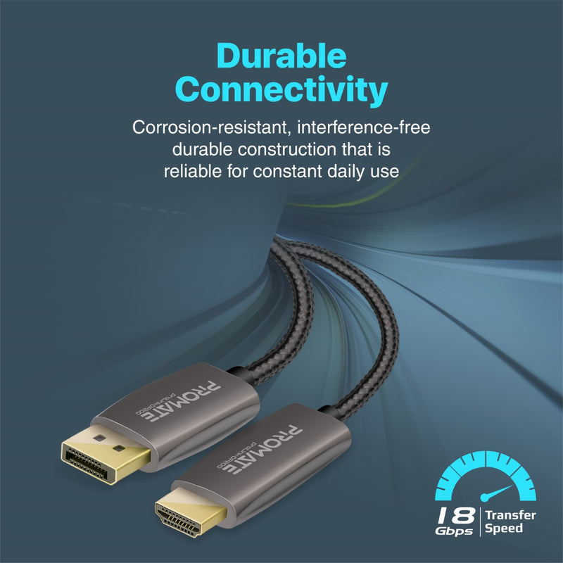 PROMATE ProLink-DP200 4K@60Hz DisplayPort to HDMI Cable,2m Cable Length