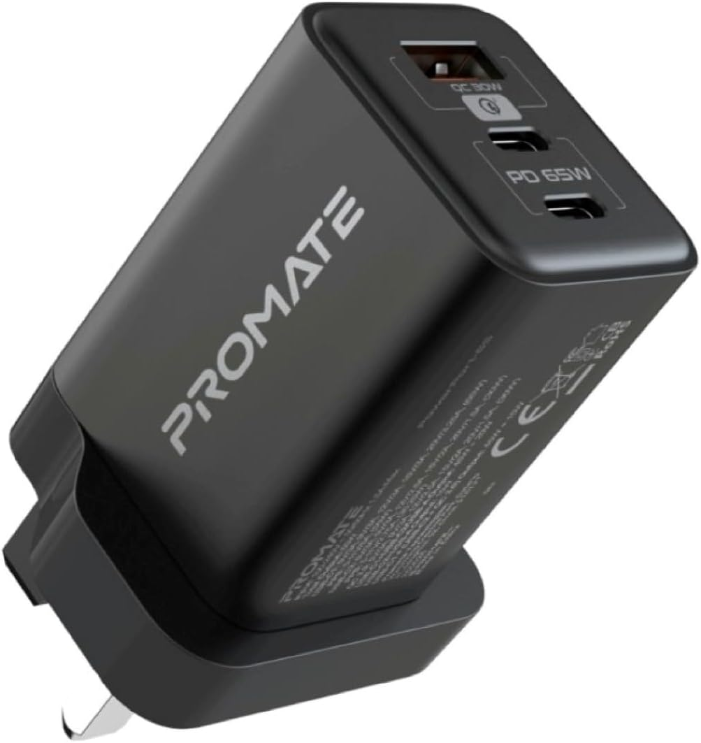 PROMATE PowerPort- 65W Dual USB-C Port GaNFast Charger