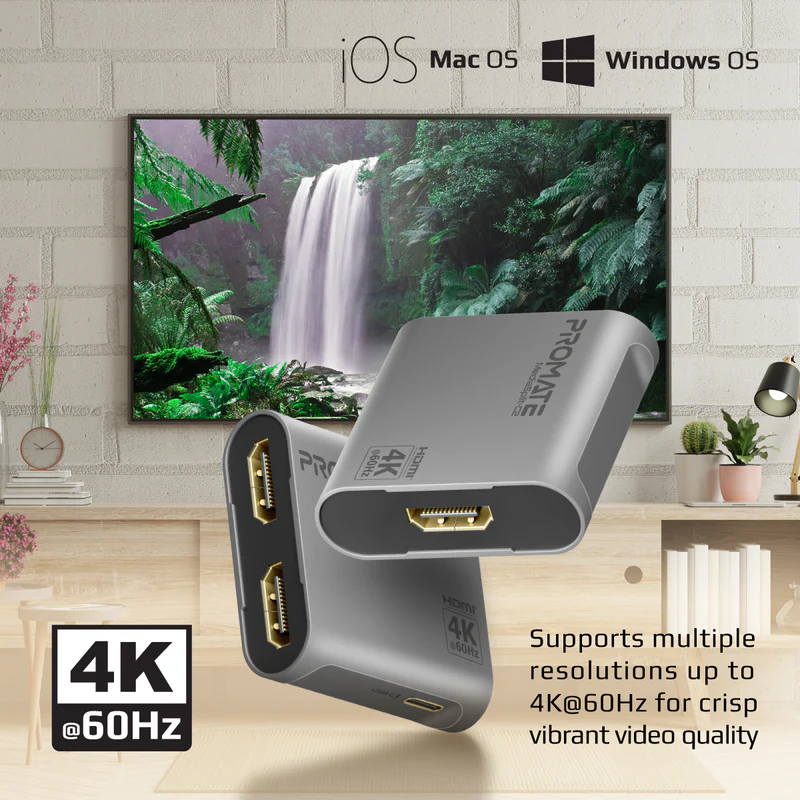 PROMATE MediaSplit-C2 4K@60Hz HDMI to Dual HDMI Splitter