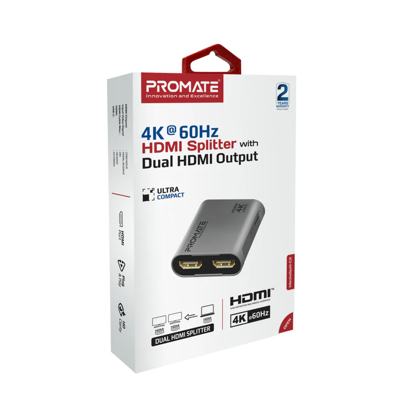 PROMATE MediaSplit-C2 4K@60Hz HDMI to Dual HDMI Splitter