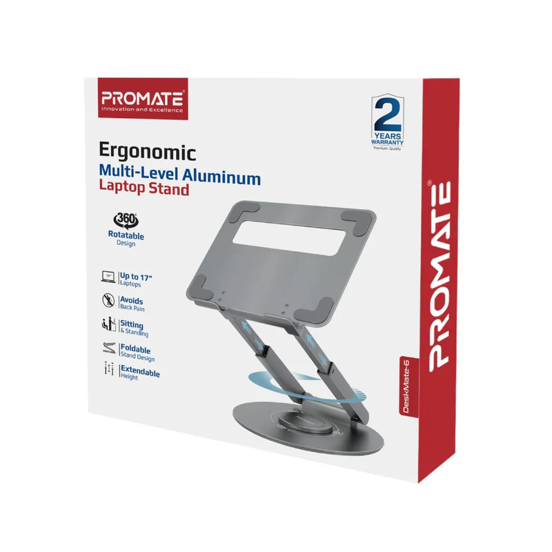 PROMATE DeskMate-6 2-13.8" Height Adjustable Metallic Laptop Riser Stand