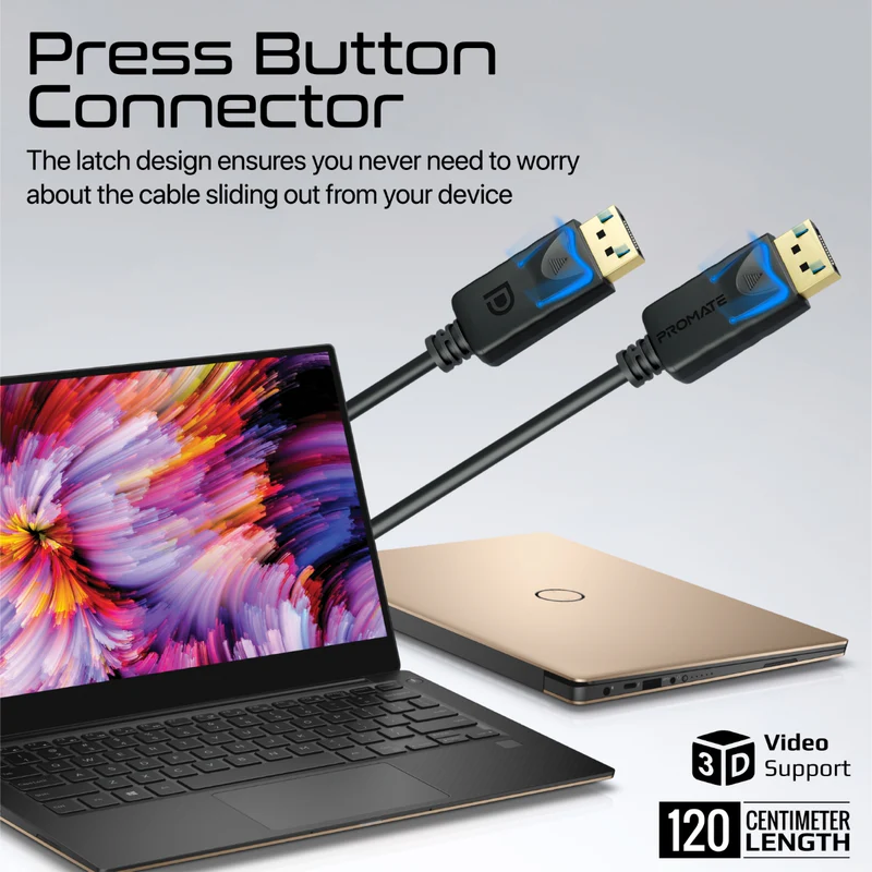 PROMATE DPLink-120 8K@60Hz DisplayPort to DisplayPort Cable, DP 1.4, 1.2m Cable
