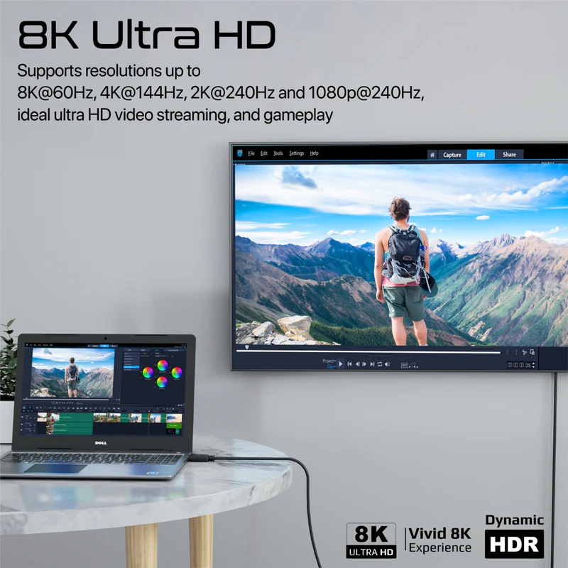 PROMATE DPLink-120 8K@60Hz DisplayPort to DisplayPort Cable, DP 1.4, 1.2m Cable