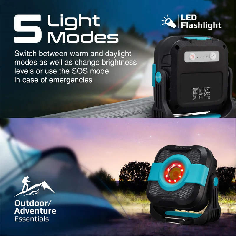 PROMATE CampMate-3 1200lm IP65 Camping Light with 9000mAh Power Bank