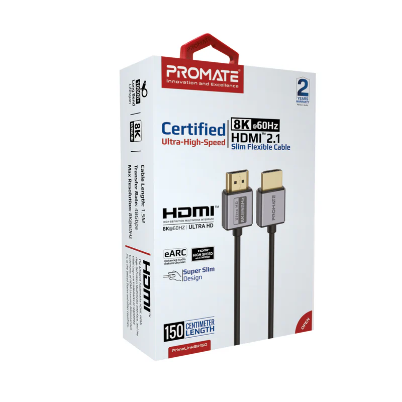 PROMATE PrimeLink8K-150 Ultra High-Speed 8K@60Hz HDMI 2.1 Cable, 1.5M Cable Length