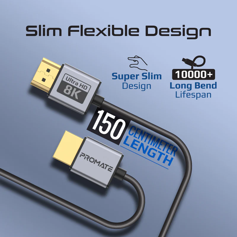 PROMATE PrimeLink8K-150 Ultra High-Speed 8K@60Hz HDMI 2.1 Cable, 1.5M Cable Length