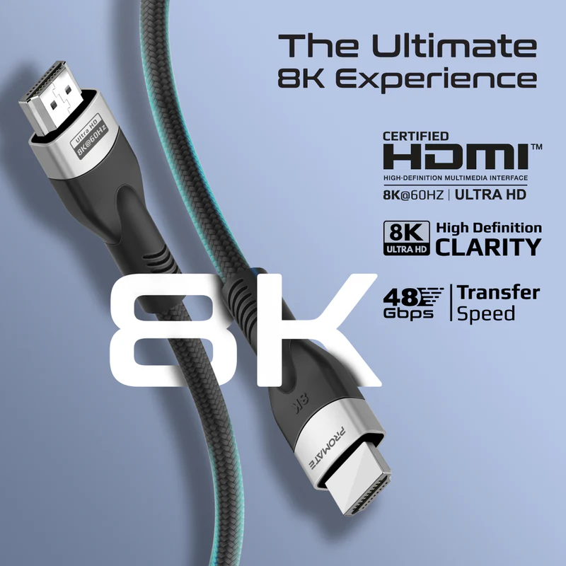 PROMATE PrimeLink8K-500 Ultra High-Speed 8K@60Hz HDMI 2.1 Cable, 5M Cable Length