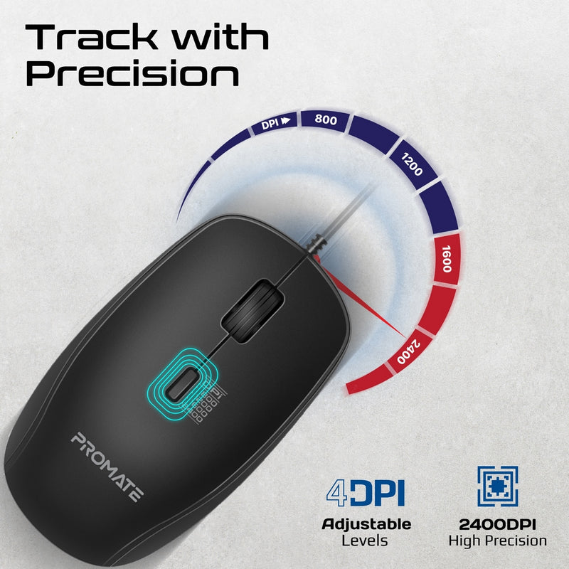 PROMATE Combo-CM4.EN/AR Ergonomic Wired Multimedia Keyboard & Mouse