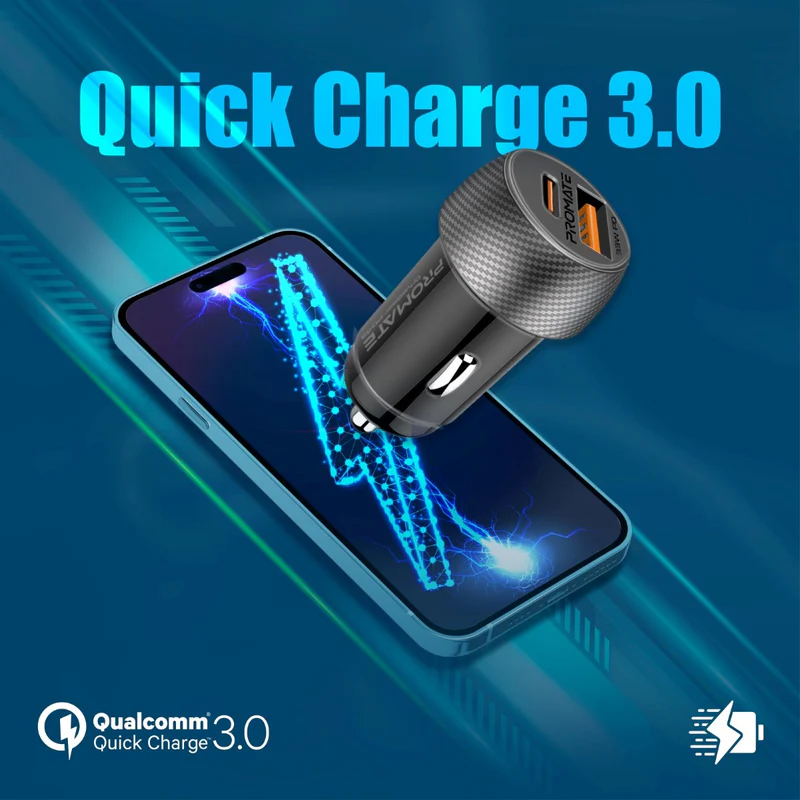 PROMATE DriveGear-PD33 High Speed Compact Car Charger with 33W Power Delivery