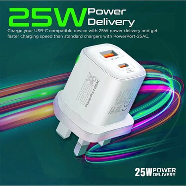 شاحن حائط عالي السرعة PROMATE PowerPort25AC بقدرة 25W