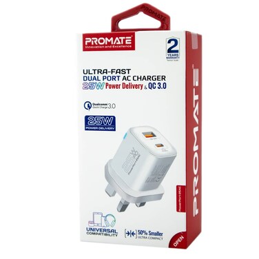 شاحن حائط عالي السرعة PROMATE PowerPort25AC بقدرة 25W