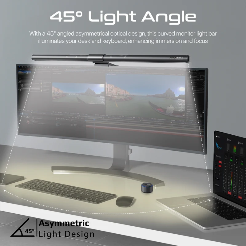 PROMATE Horizon-50 52cm LED Monitor Light, 285 Lumens, Anti Glare, 45° Light Angle
