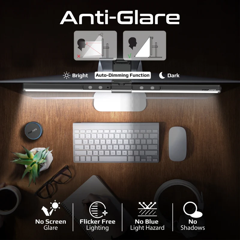 PROMATE Horizon-50 52cm LED Monitor Light, 285 Lumens, Anti Glare, 45° Light Angle