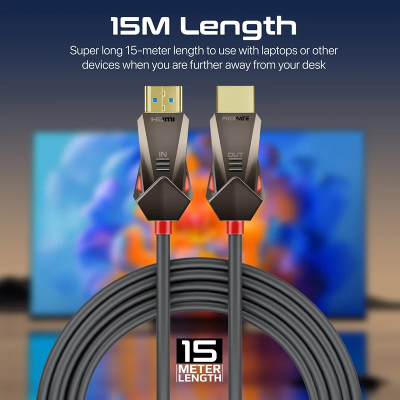 PROMATE ProLink4K60-15M HDMI (Male)- HDMI (Male) Cable with 3D, 4K@60Hz Ultra HD & Ethernet Support, 15M Length
