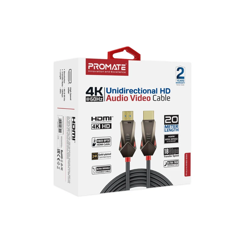 PROMATE ProLink4K60-20M HDMI (Male)- HDMI (Male) Cable with 3D, 4K@60Hz Ultra HD & Ethernet Support, 20M Length