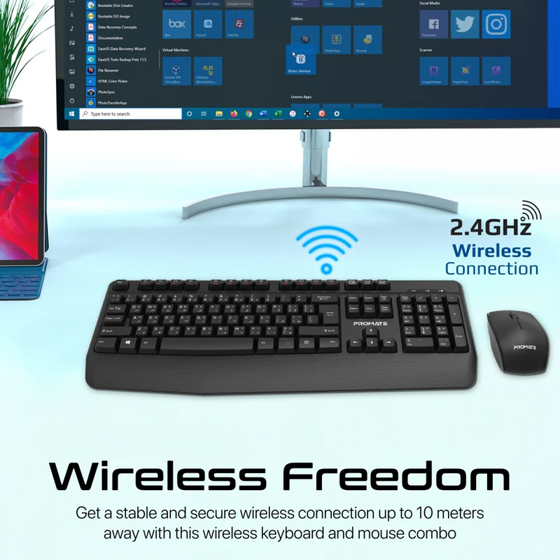 PROMATE ProCombo-14.EN/AR Ergonomic Wireless Multimedia Keyboard