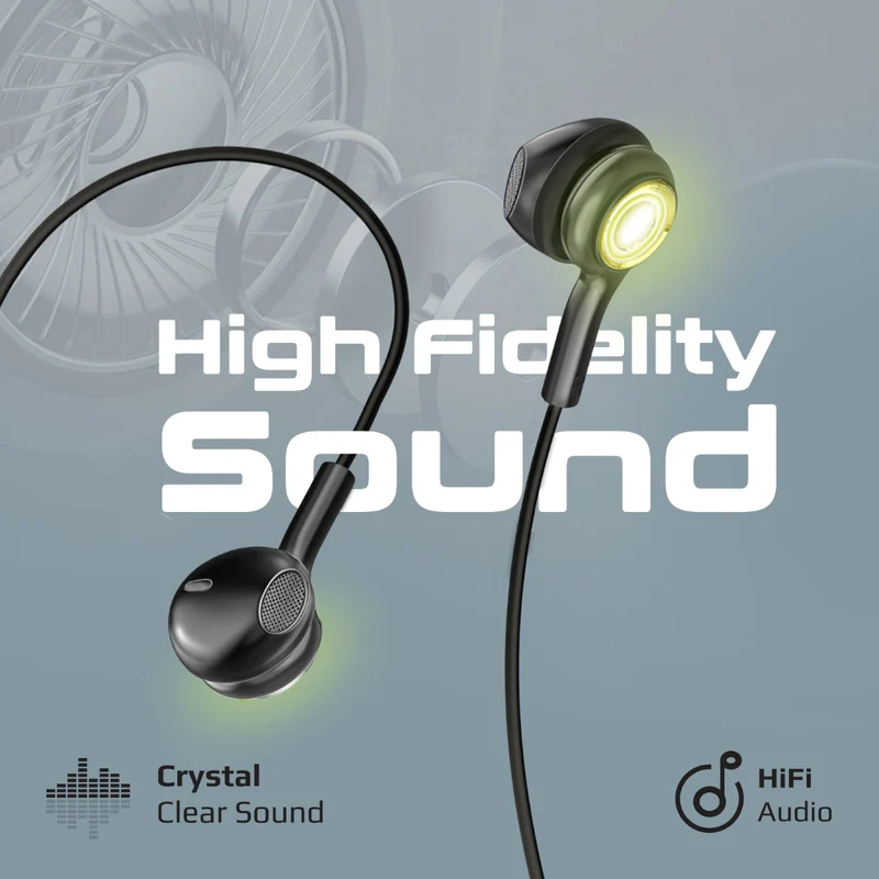 PROMATE LumiBuds-C High Fidelity Transparent Stereo Wired Earphones