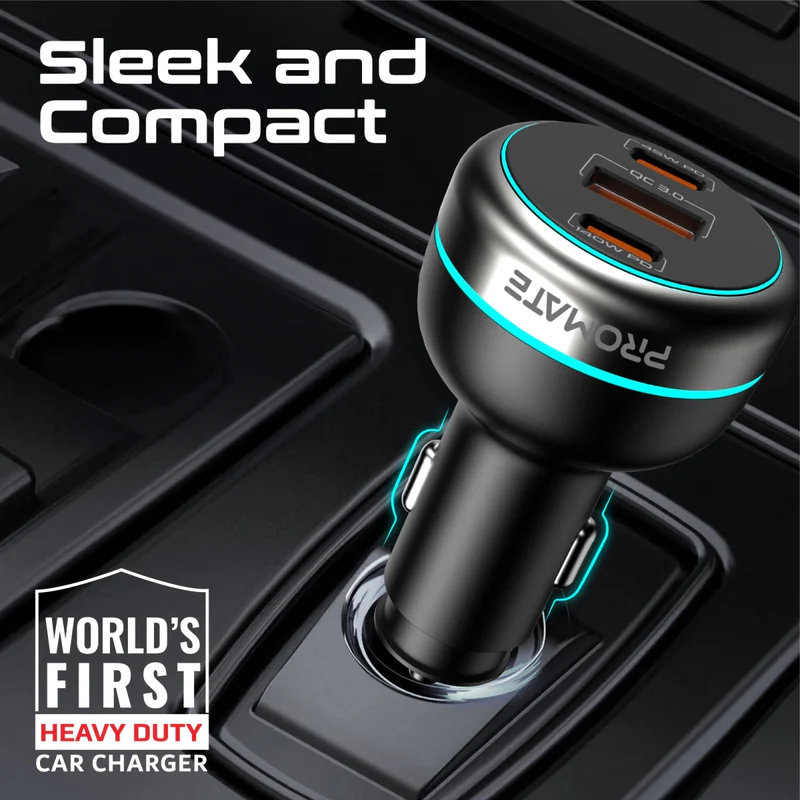 PROMATE PowerDrive-230 230W Car Charger with 140W PD 3.1 USB-C