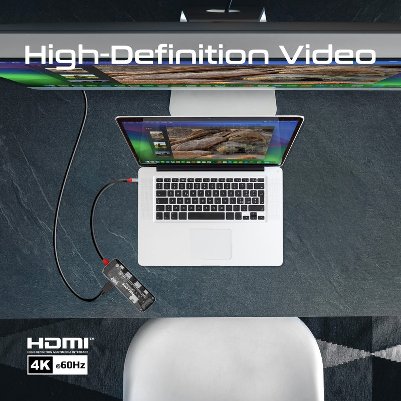 PROMATE TransHub-mini 8-in-1 Transparent USB-C Hub with 100W PD Passthrough Port