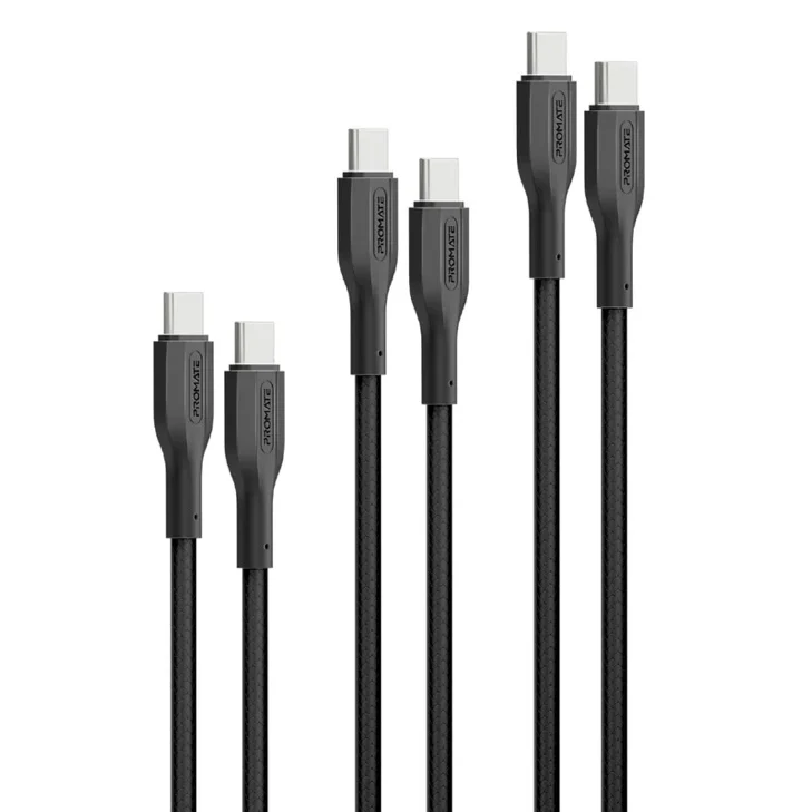 PROMATE CableKit-CC 3pc 60W PD USB-C to USB-C Cables with 30cm