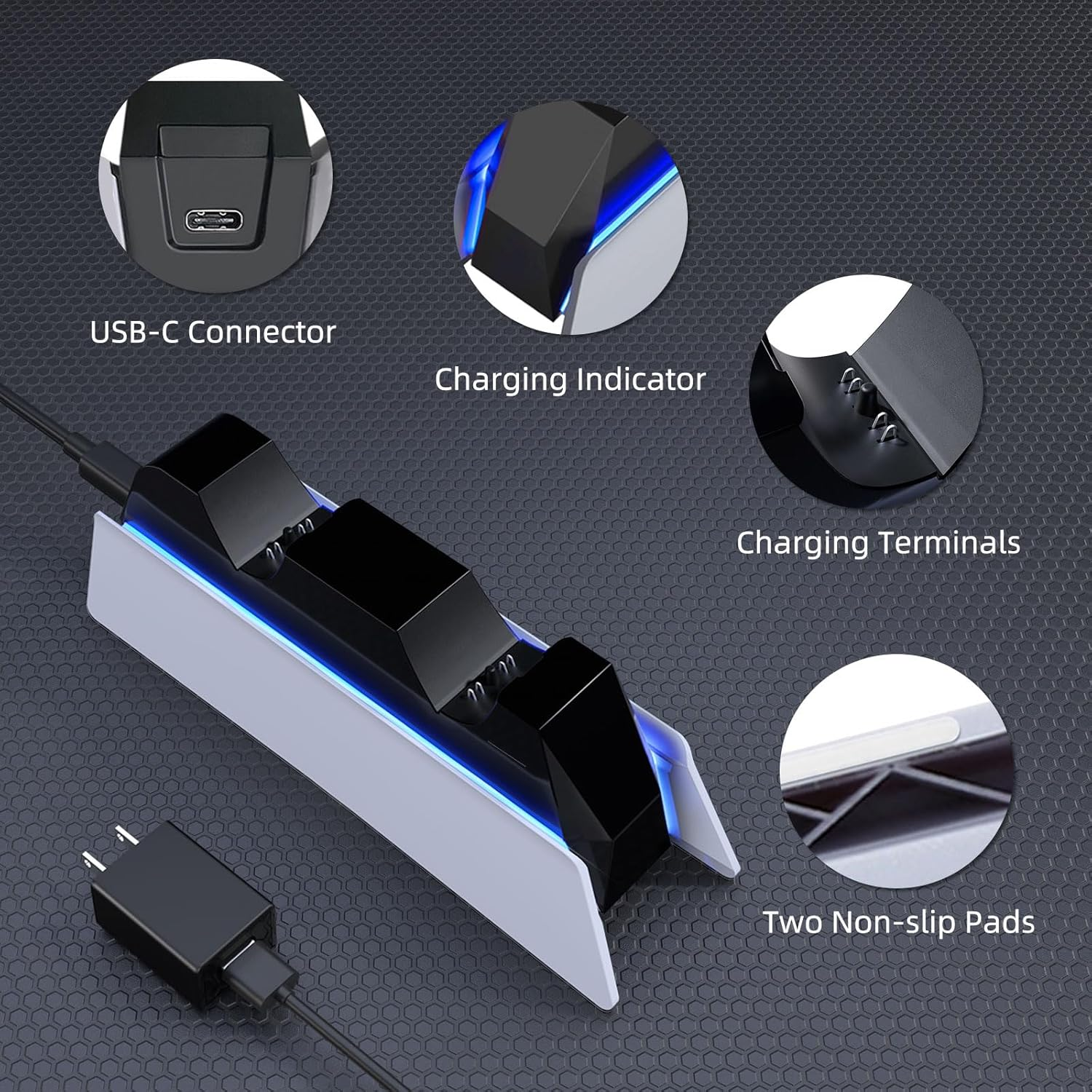 PROMATE DuoDock-PS5 PS5 DualSense Controller Charging Station with 2 Fast Charging