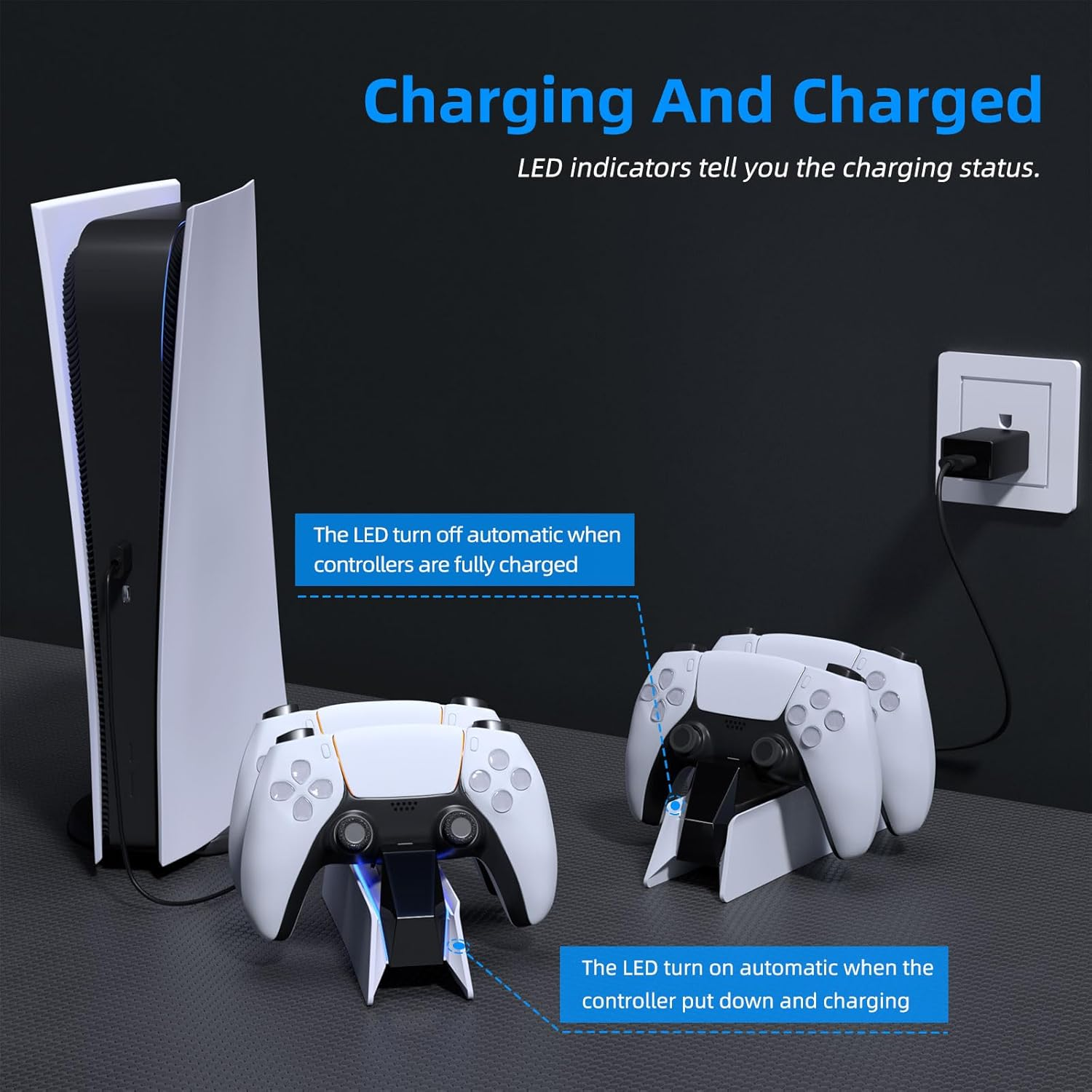 PROMATE DuoDock-PS5 PS5 DualSense Controller Charging Station with 2 Fast Charging