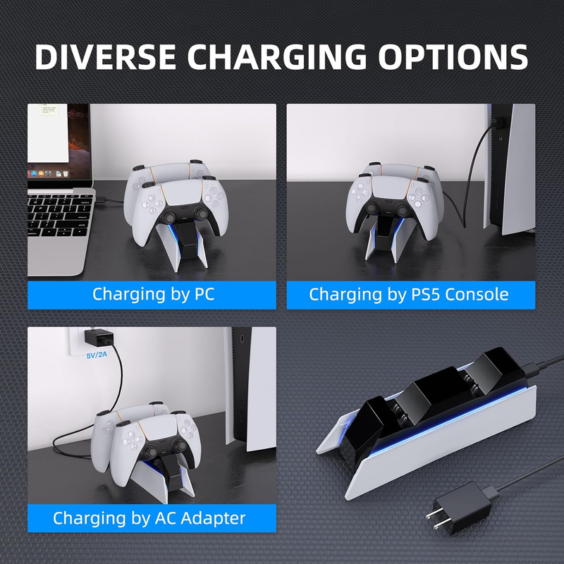 PROMATE DuoDock-PS5 PS5 DualSense Controller Charging Station with 2 Fast Charging