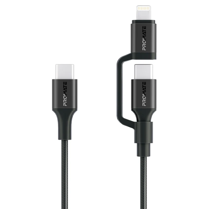 PROMATE PowerLink-CCi.White 2-in-1 MFi Certified USB-C to USB-C and Lightning cable