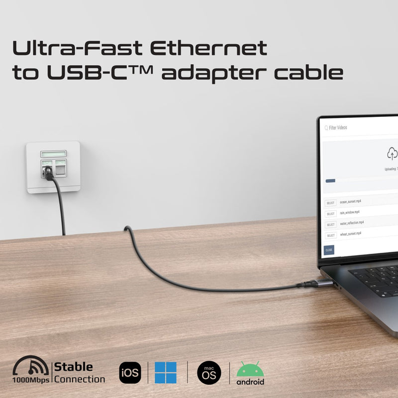 PROMATE CLink-RJ45 USB-C to RJ45 Ethernet Cable adapter, USB 3.2, 5 meters Length