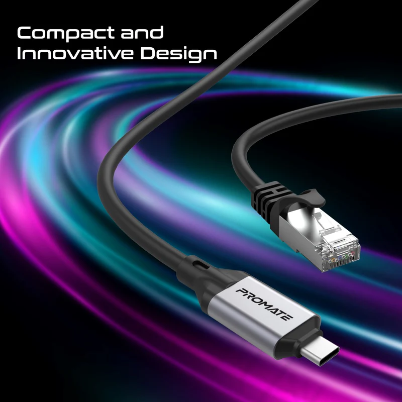 PROMATE CLink-RJ45 USB-C to RJ45 Ethernet Cable adapter, USB 3.2, 5 meters Length