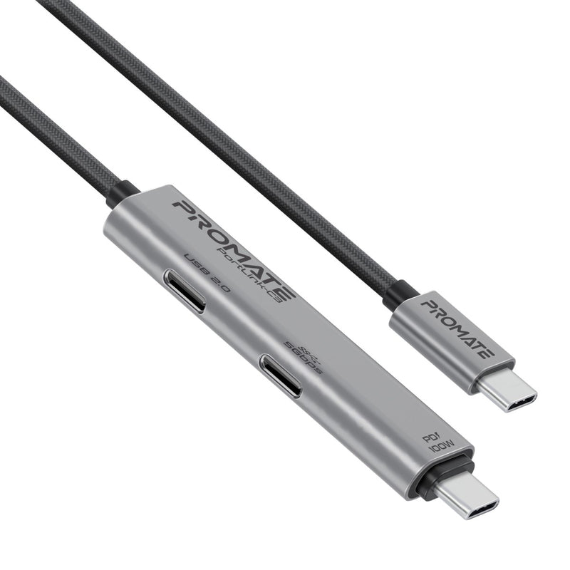 PROMATE PortLink-C3.Black 100W PD USB-C to USB-C Data and Charge Cable w/ 5Gbps
