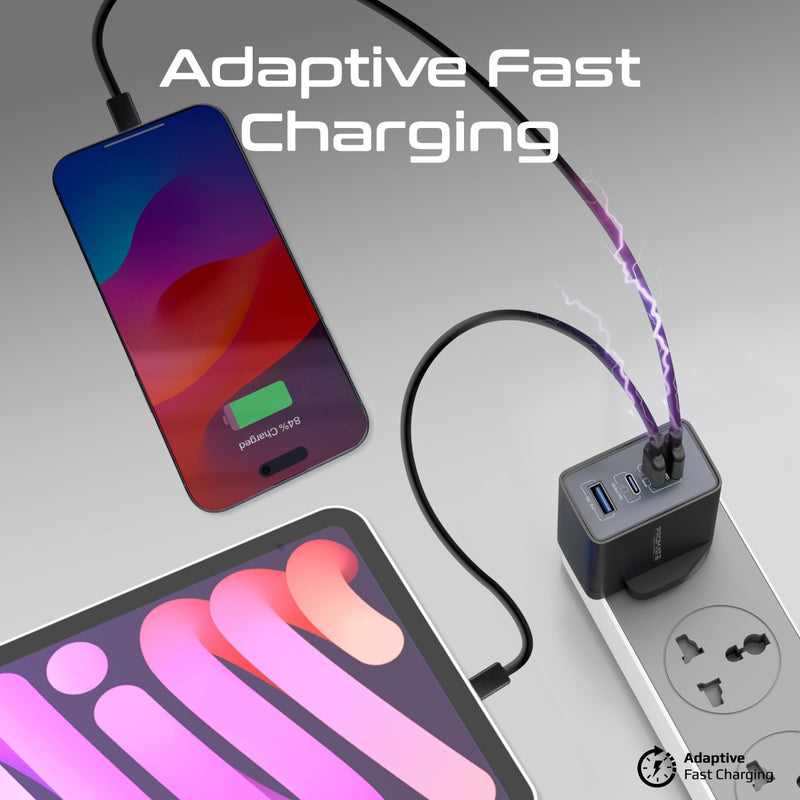PROMATE GaNPort4-67PD.White.UK 67W PD GaNFast Charger with 2 x 67WPD USB-C, 1 x 20WPD