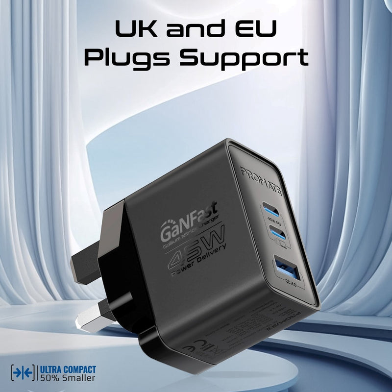 PROMATE PowerPort-45.UK 45W PD GaNFast Charger