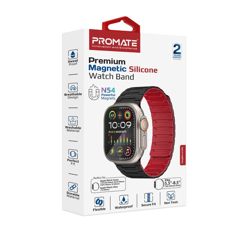 PROMATE MagBand-MS Magnetic Silicone Apple Watch Strap, compatible w/ 42/44mm