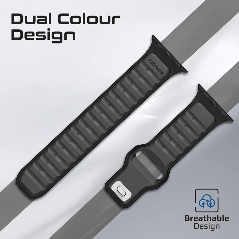 PROMATE SiliBand-DC Dual Color Silicon Apple Watch Strap compatible 42/44mm