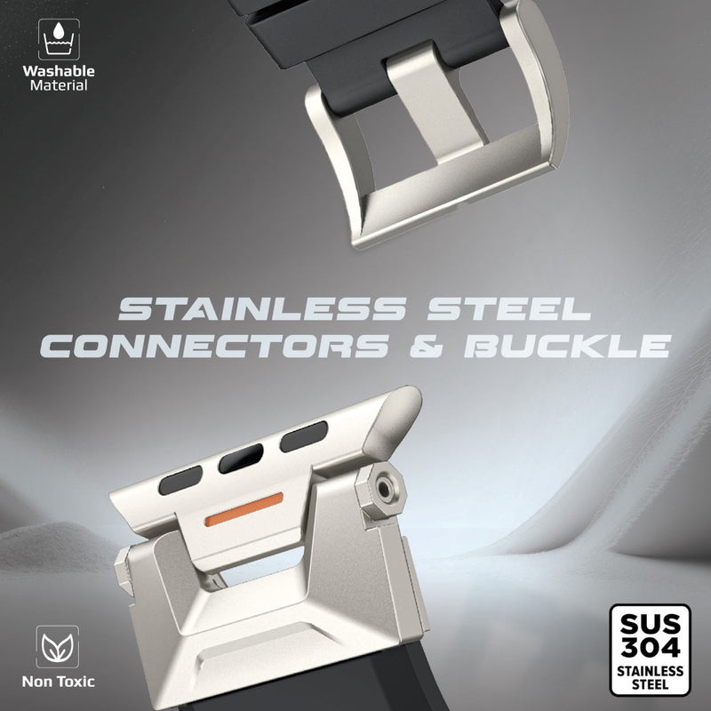 PROMATE SilicaBand-Pro Silicon Apple Watch Strap with Stainless-stee