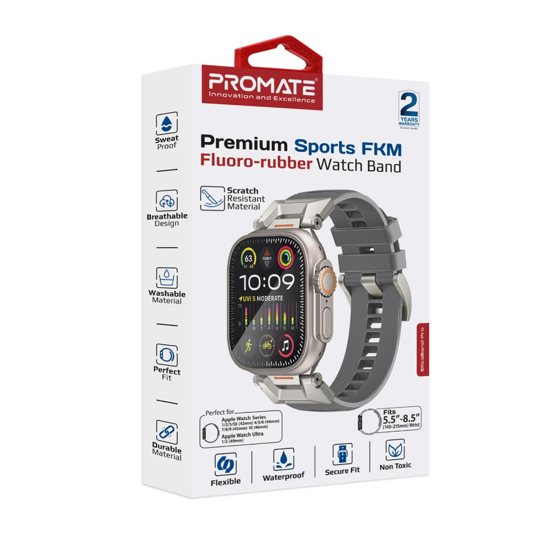 PROMATE SilicaBand-Pro Silicon Apple Watch Strap with Stainless-stee