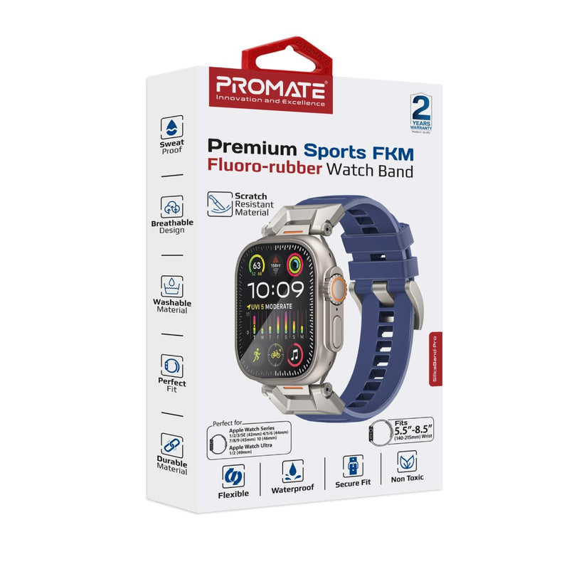 PROMATE SilicaBand-Pro Silicon Apple Watch Strap with Stainless-stee