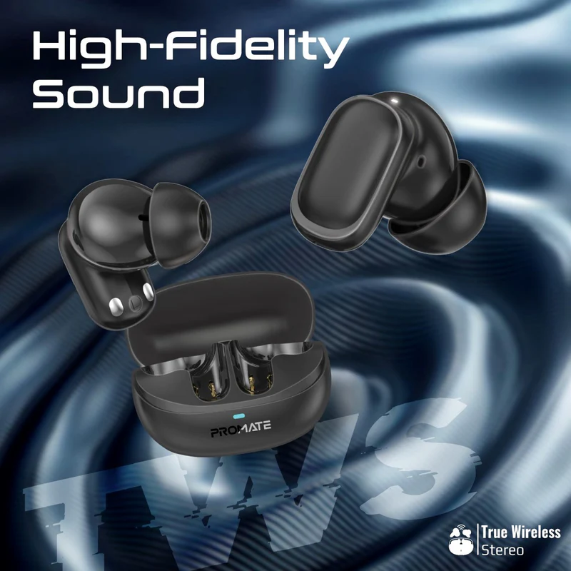 PROMATE Lush-Pro.White High Fidelity TWS BT V5.4 Earbuds with Intellitouch