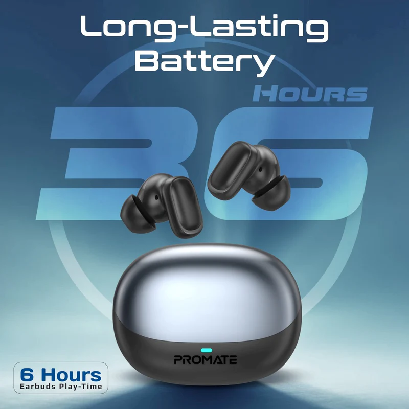 PROMATE Lush-Pro.White High Fidelity TWS BT V5.4 Earbuds with Intellitouch