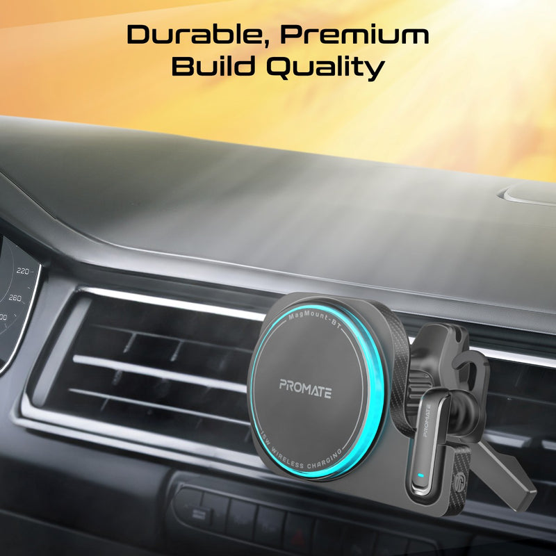 PROMATE MagMount-BT Cradleless 15W MagSafe Compatible Wireless Smartphone Car Charger