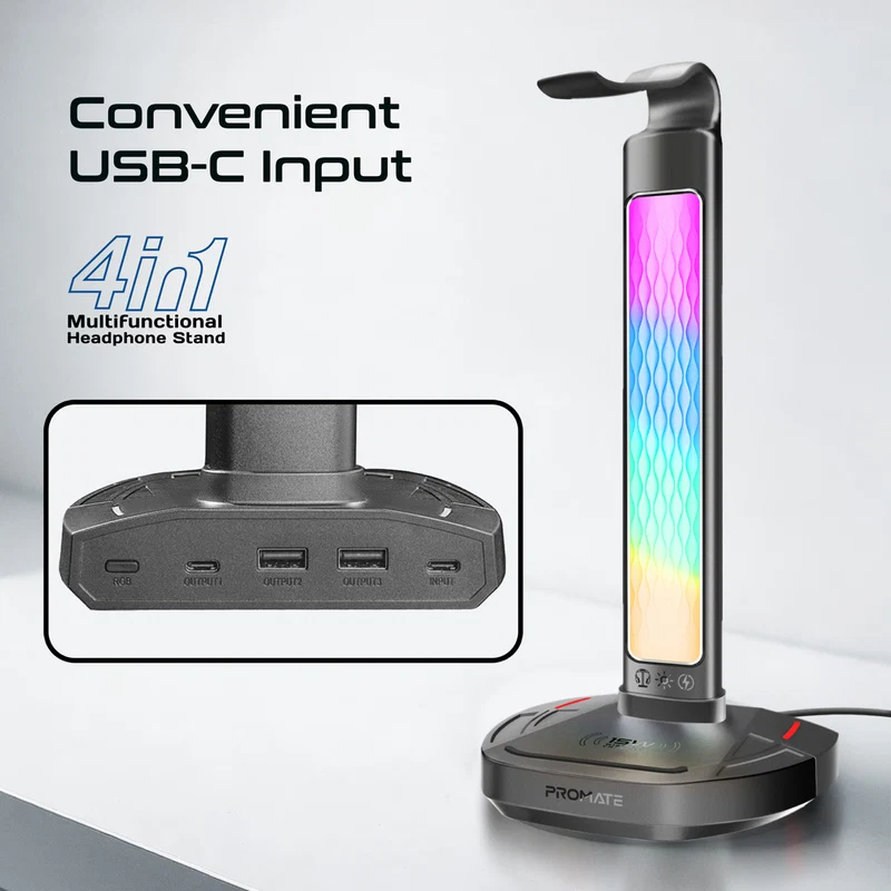FortX Multifunction Headset Stand with Wireless Charger