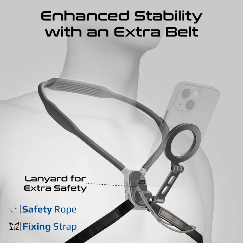 PROMATE MagView.Black 360° MagSafe Compatible Neckband Phone Holder