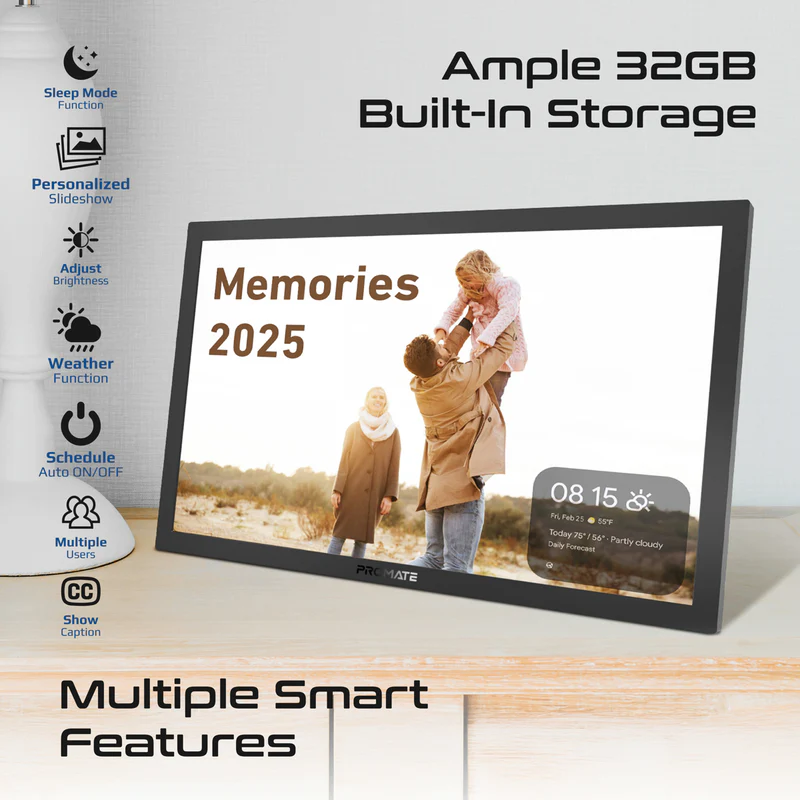 PROMATE Memoria-15.6" Full HD Multimedia Digital Photo Frame, 32Gb