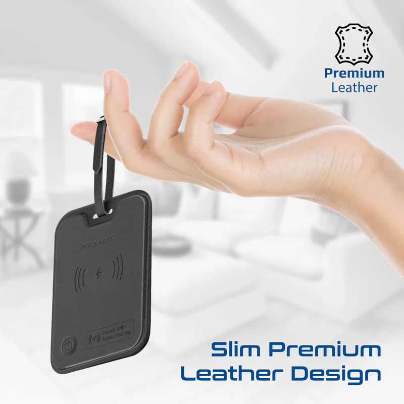 PROMATE HushTag.Black Luggage Tag with Tracking Feature, 100mAh battery