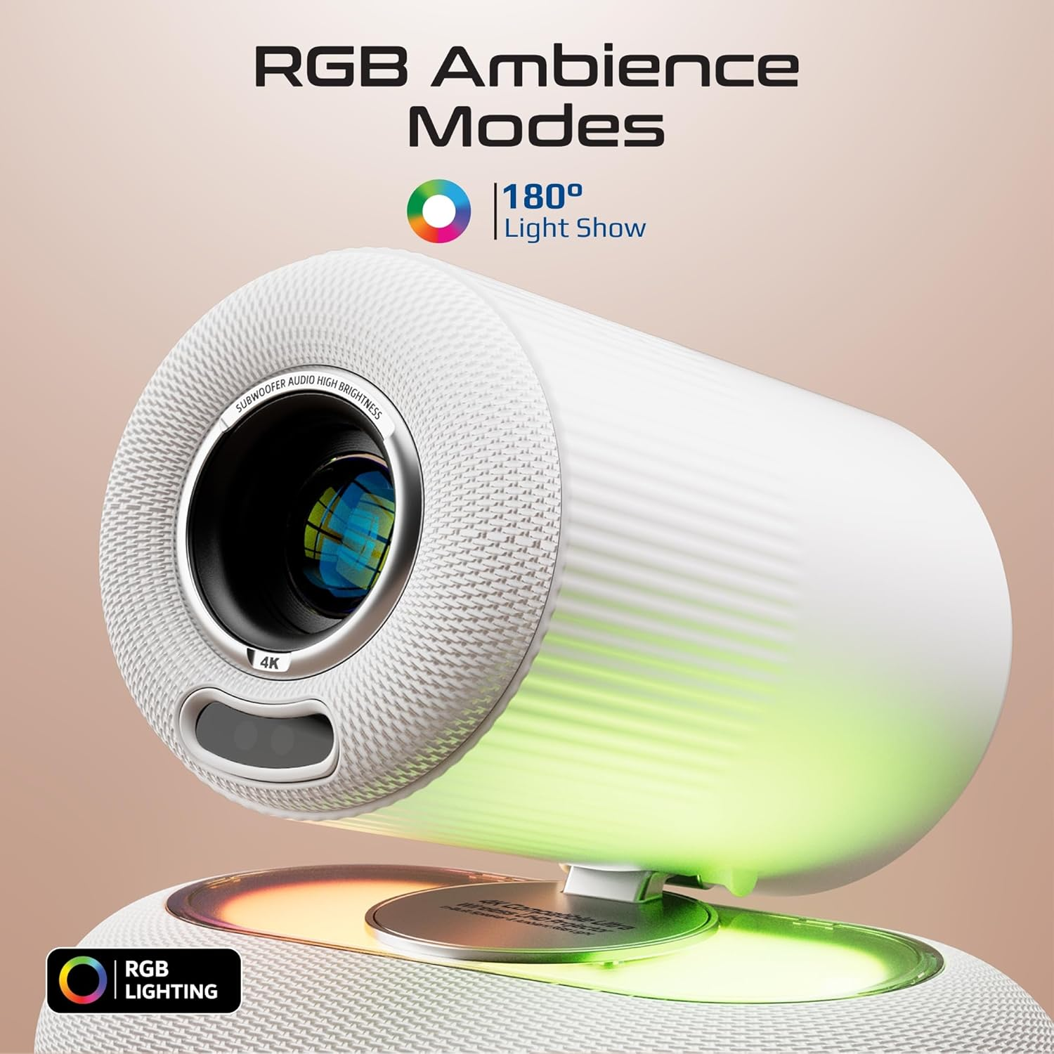 PROMATE Beamer-250R.UK Multi-function Wireless 4K UHD Projector with Ambient RGB