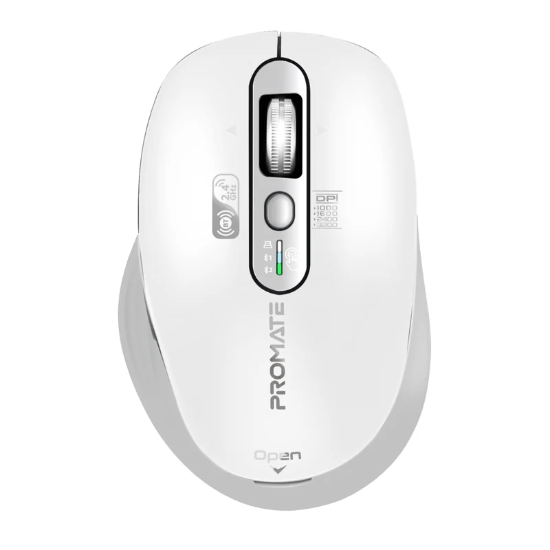 PROMATE SamoTri.White Multi Device Connection 3200DPI Dual Mode Wireless